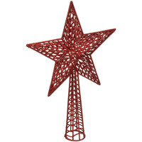 Maison & Déco Décorations de noël Feeric Christmas Déco de sapin de Noël Cimier Étoile Rouge pailleté H 38 cm Rouge