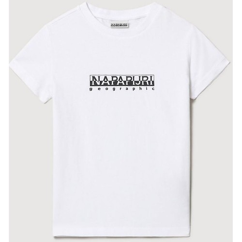 Vêtements Garçon Napapijri K S-BOX- NP0A4FP5-002 BRIGHT WHITE Blanc - Vêtements T-shirts manches courtes Enfant 27 