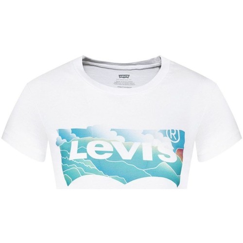 Vêtements Femme Everrick T-shirt In White Cotton Levi's A0458 0004 GRAPHIC JORDIE-BW FILL CLOUDS Blanc