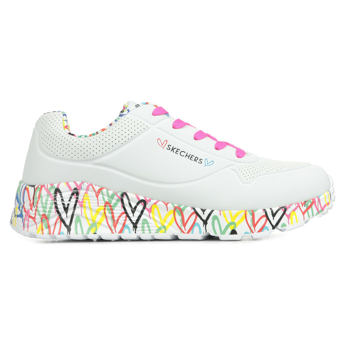 Chaussures Fille Baskets mode Skechers Uno Lite Lovely Luv Blanc