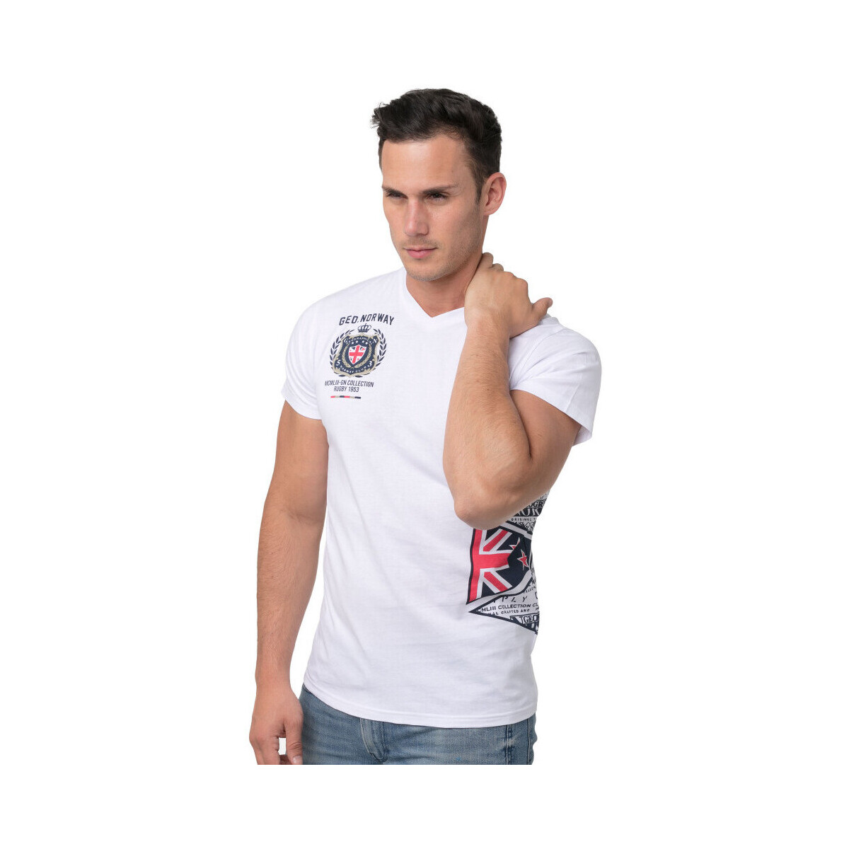 Vêtements Homme T-shirts & Polos Geographical Norway T-shirt - col V Blanc