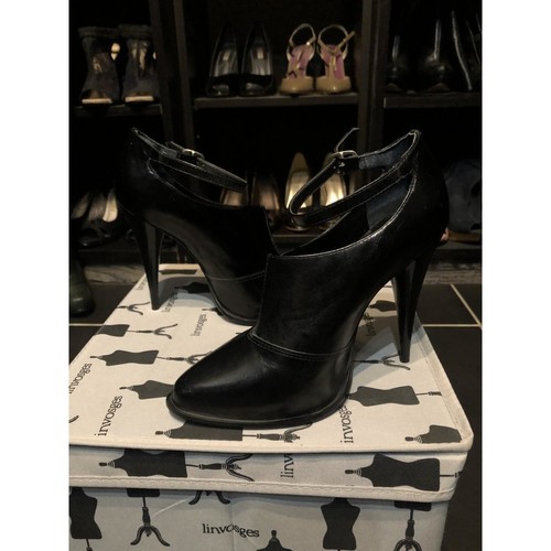 Chaussures Femme Escarpins Topshop Bottines / escarpins Topshop en cuir talon aiguille, taille 38 Noir