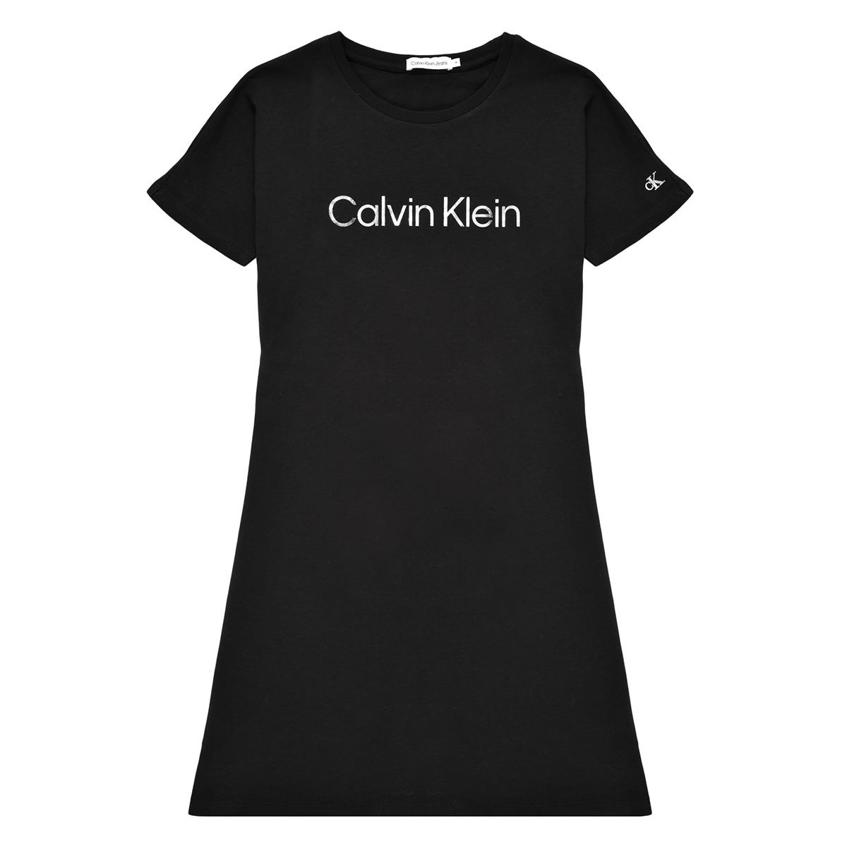 Vêtements Fille Продам шкiрянi черевики Calvin Klein 7.5 оригiнал INSTITUTIONAL SILVER LOGO T-SHIRT DRESS Noir
