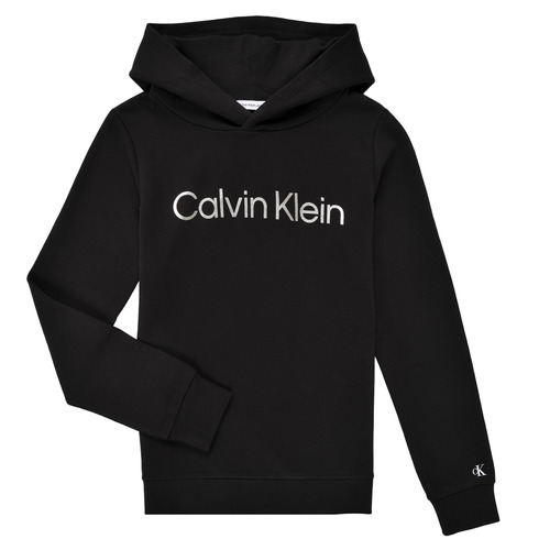 Vêtements  Calvin Klein Jeans INSTITUTIONAL SILVER LOGO HOODIE Noir - Livraison Gratuite 