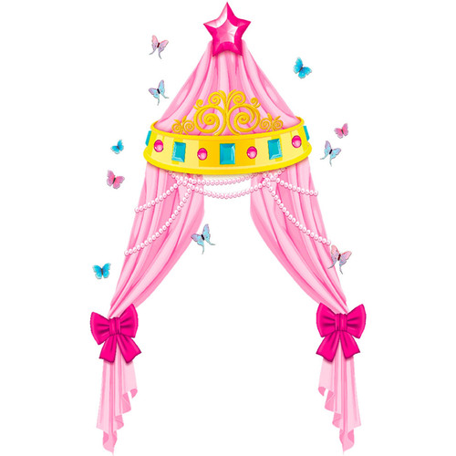 Housses de couettes Stickers Cadoons Autocollant Mural Lit de Princesse en Trompe lil Rose