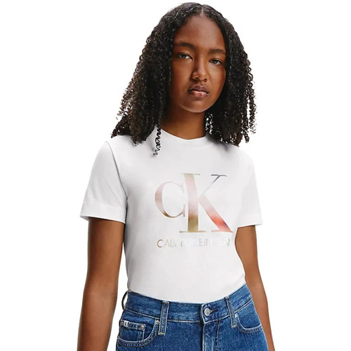 Vêtements Femme T-shirts manches courtes Calvin Klein Jeans Monogramme Blanc