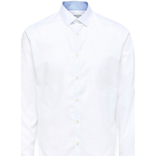 Chemises Manches Longues Selected 16058640 Blanc - Vêtements Chemises manches longues Homme 48 