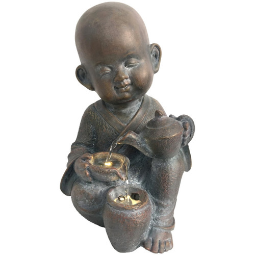 Oh My Bag Statuettes et figurines Signes Grimalt Mini-Fontaine dintérieur Moine Bouddhiste 31 cm Marron