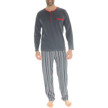 Christian Cane Pyjama long en coton Gris