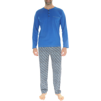 Christian Cane Pyjama long en coton Bleu