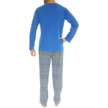 Christian Cane Pyjama long en coton Bleu