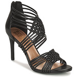 Black Linzi Locket Barely There Heeled Sandal With Sling Back Strap