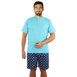 Vêtements Homme Pyjamas / Chemises de nuit Achile Pyjama court en pur coton VAN Bleu