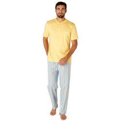 Vêtements Homme Pyjamas / Chemises de nuit Achile Pyjama manches courtes et pantalon LINES Jaune