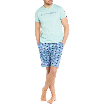 Vêtements Homme Pyjamas / Chemises de nuit Arthur Pyjama coton court Bleu Ciel