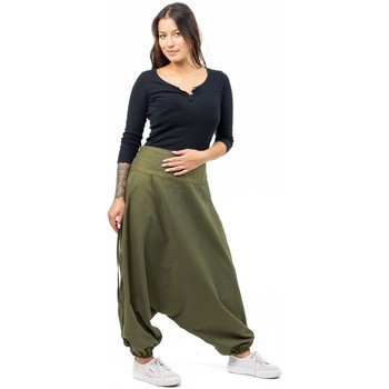 Vêtements Pantalons fluides / Sarouels Fantazia Sarouel femme ethnique modulable Loubna Vert