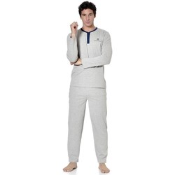 Vêtements Homme Pyjamas / Chemises de nuit Serge Blanco Ensemble pyjama long homme t-shirt col tunisien Gris