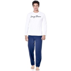 Vêtements Homme Pyjamas / Chemises de nuit Serge Blanco Ensemble pyjama long homme t-shirt col rond bicolore Bleu