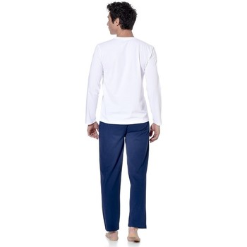 Serge Blanco Ensemble pyjama long homme t-shirt col rond bicolore Bleu