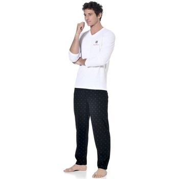 Serge Blanco Ensemble pyjama long homme t-shirt col V bicolore Gan Gris
