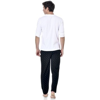 Serge Blanco Ensemble pyjama long homme t-shirt col V bicolore Gan Gris