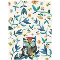 La mode responsable Torchons Enesco Torchon en coton décoré The Owl and Owlet par Allen Beige