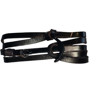 Montres & Bijoux Bracelets Nusa Dua Bracelet Ancre métal pour Homme en cuir Noir