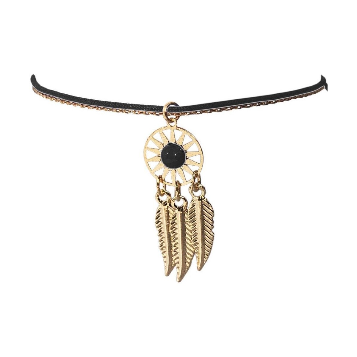 Montres & Bijoux Bracelets Nusa Dua Bracelet Noir pour femme fantaisie thème Indien finition dorée Noir