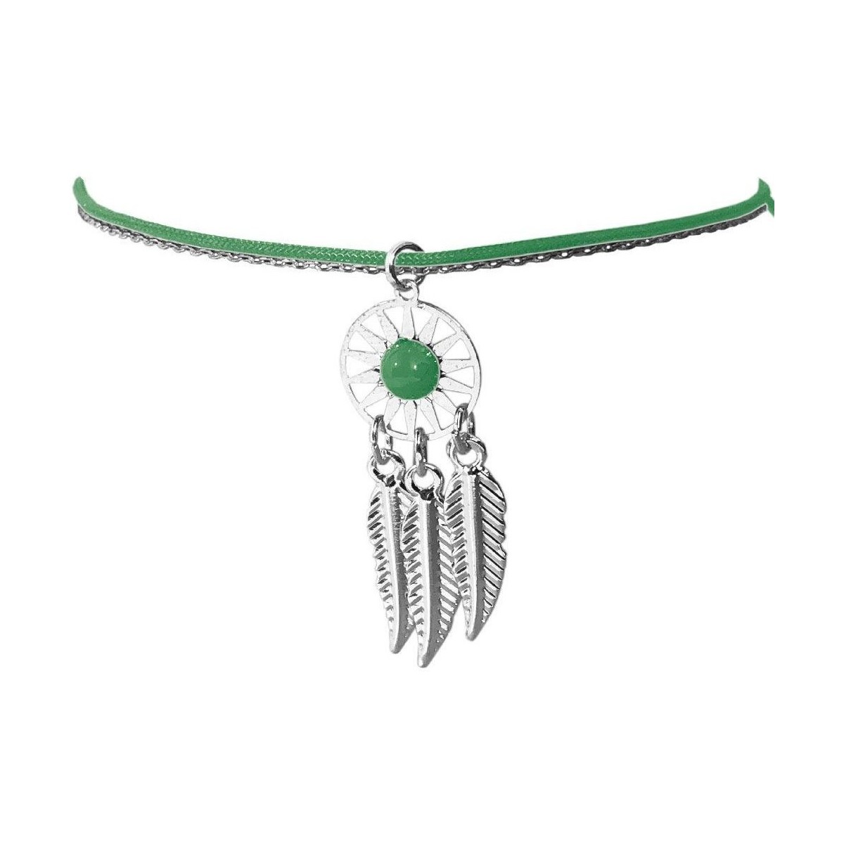 Montres & Bijoux Bracelets Nusa Dua Bracelet Vert pour femme fantaisie thème Indien Argentée Vert