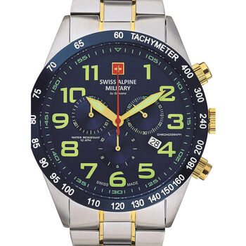 Swiss Military 7053.9135 Homme Montres Analogiques Swiss Alpine Military Swiss Military 70.479.145, Quartz, 45mm, 10ATM Argenté
