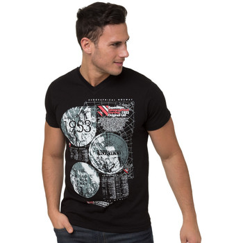 Vêtements Homme T-shirts & Polos Geographical Norway T-shirt - col v Noir