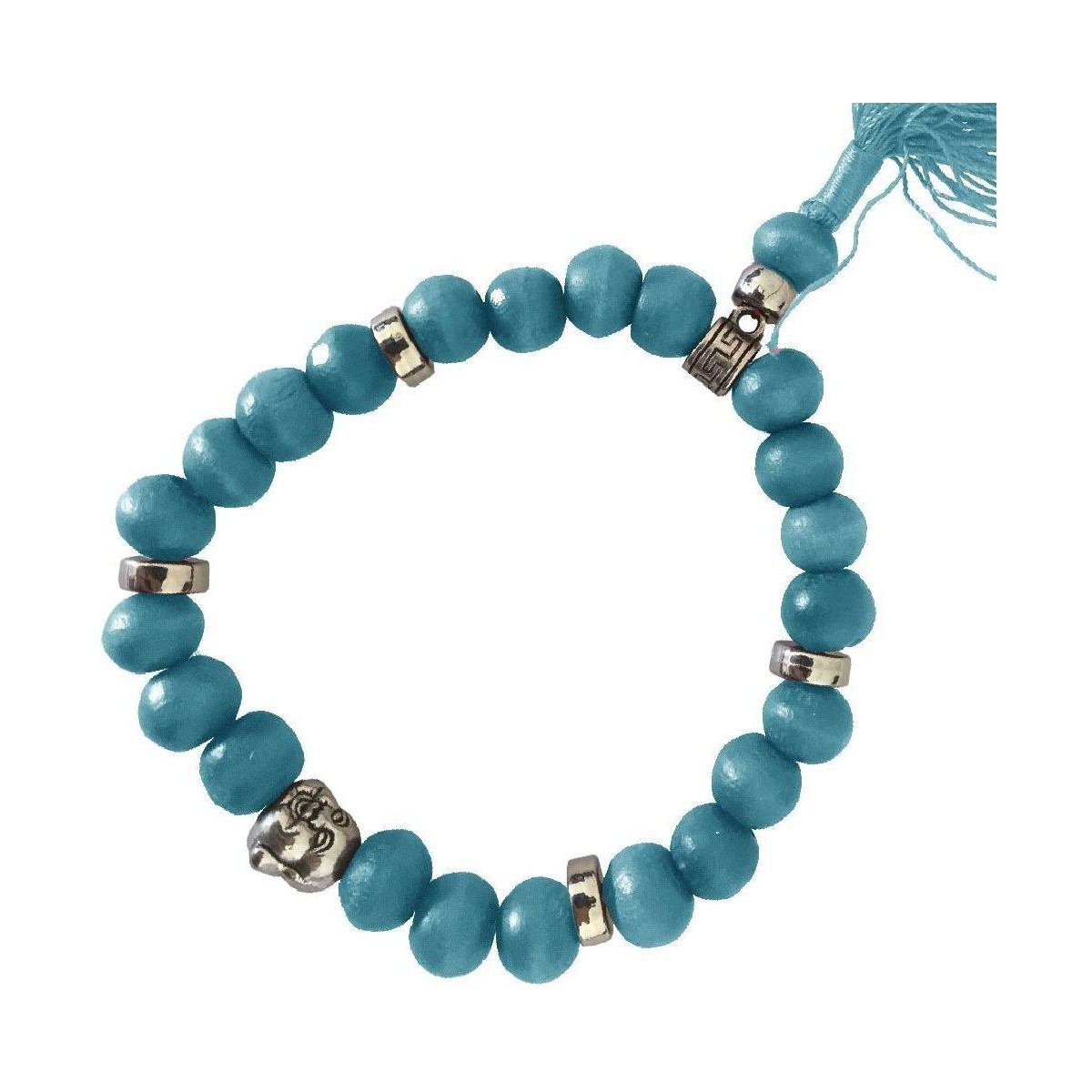 Montres & Bijoux Bracelets Out Of The Blue Bracelet Bouddhiste en perles de bois - Modèle Bleu Bleu