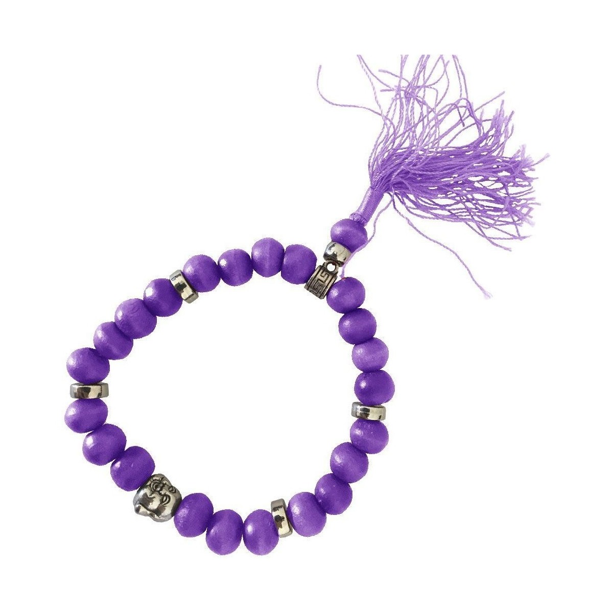 Montres & Bijoux Bracelets Out Of The Blue Bracelet Bouddhiste en perles de bois - Modèle Violet Violet