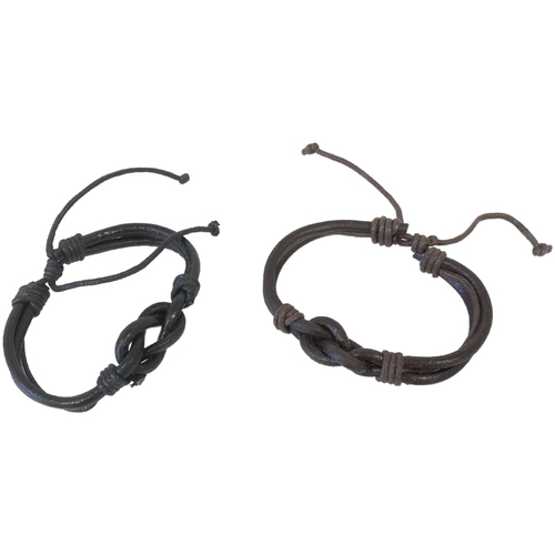 Tableaux / toiles Bracelets Sud Trading Set de 2 Bracelets mixtes en cuir noir et marron Marron