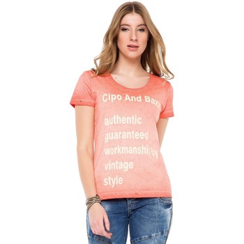 Vêtements Femme T-shirts manches courtes Cipo And Baxx T-Shirt  pour Femme - WT223 Orange