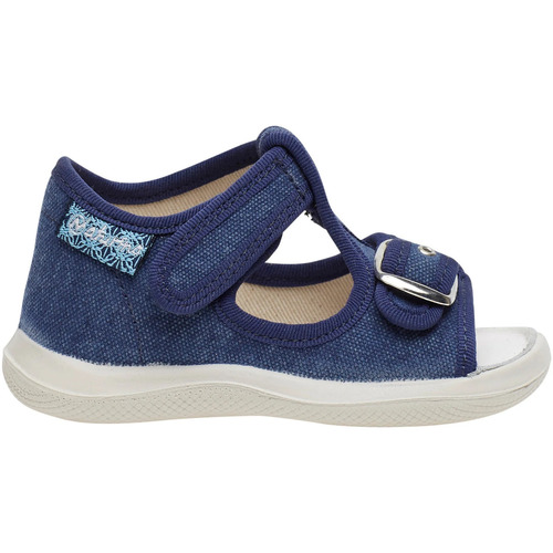 Chaussures Bouts de canapé / guéridons Naturino Sandales à bout ouvert « open toe » en tissu PAROS Bleu