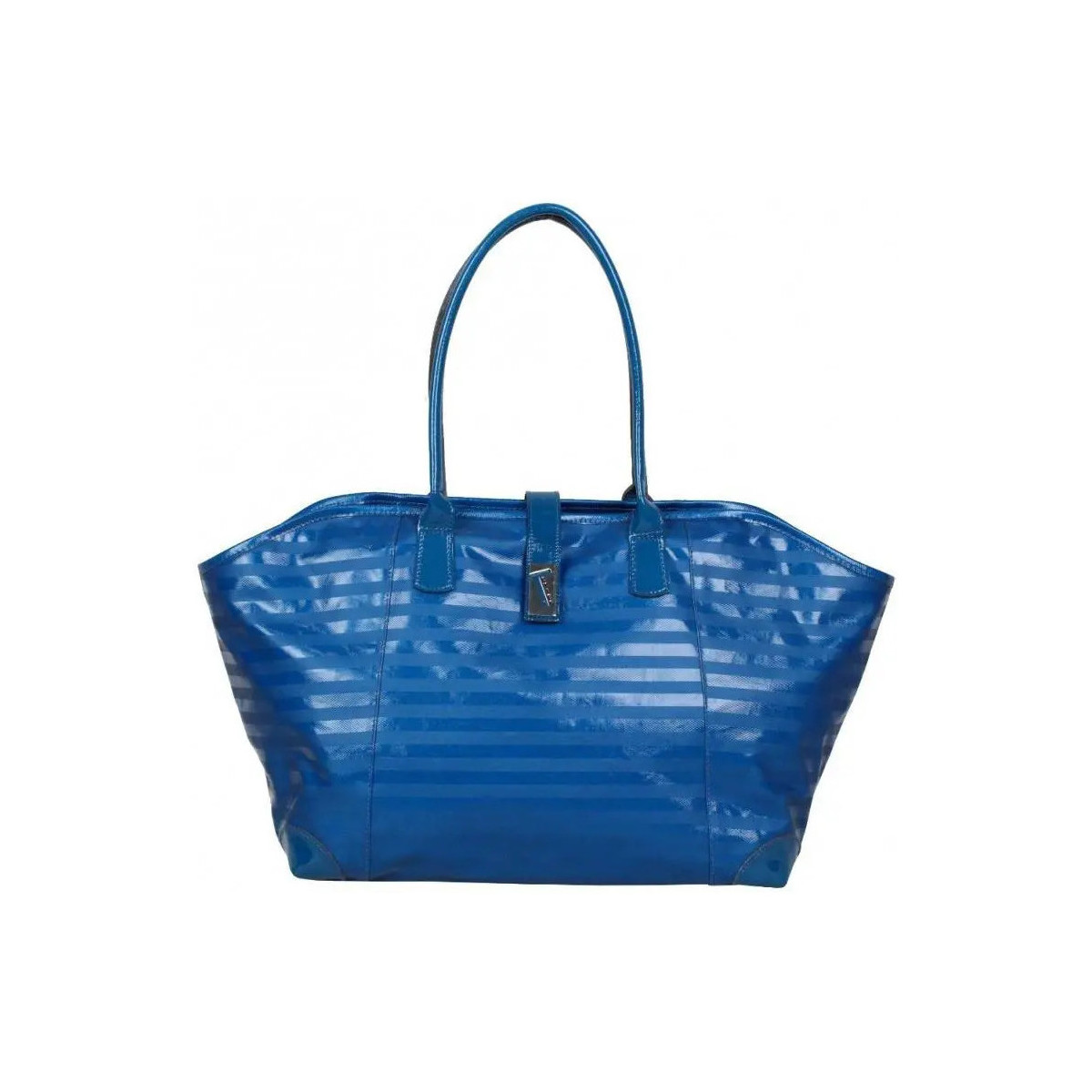 Sacs Femme Sacs porté main Texier Sac cabas verni  Striplight fabrication France 25606 Bleu