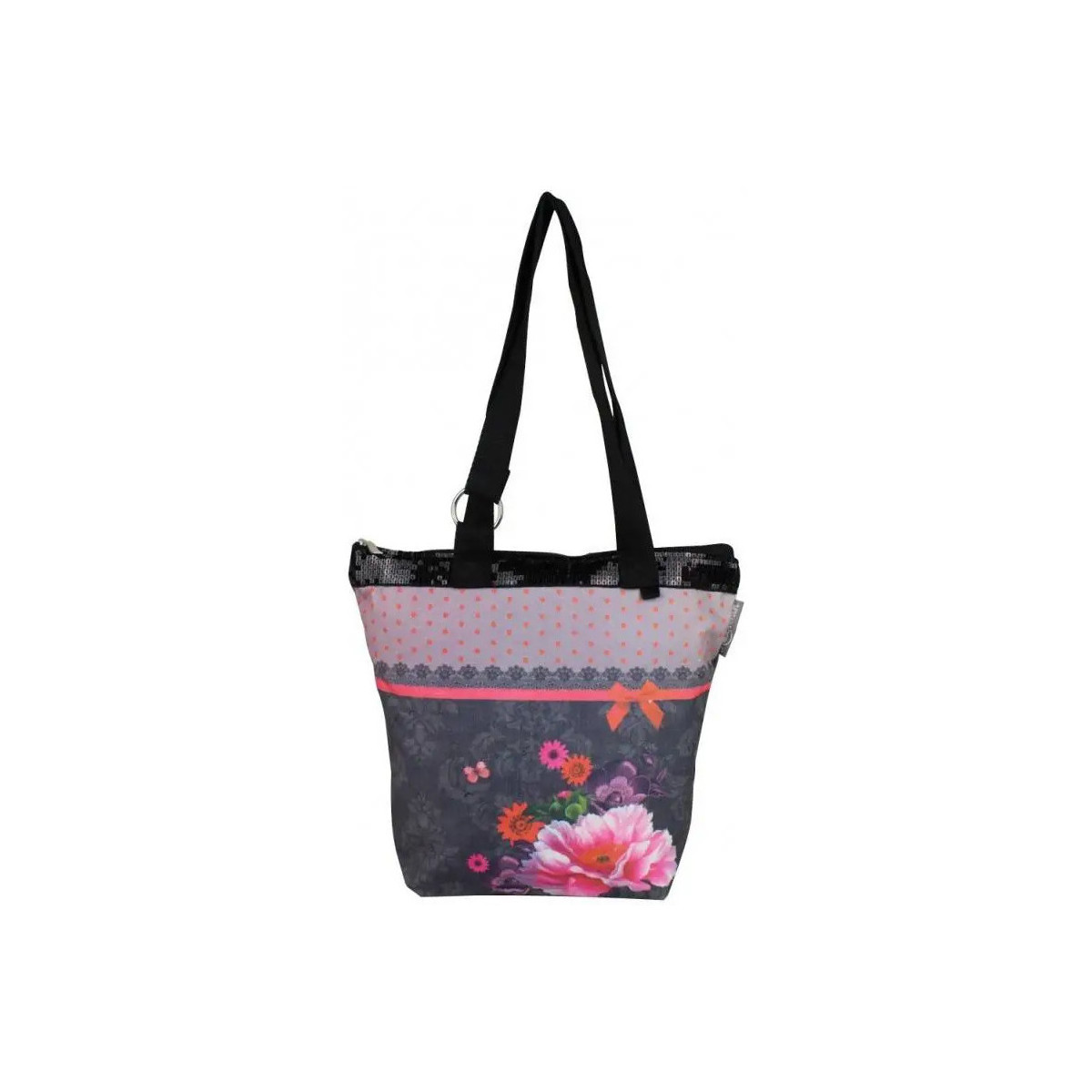 Sacs Femme Sacs porté main A Découvrir ! Sac tote bag bohème design floral motif dentelle - Gris - 0003 Multicolore