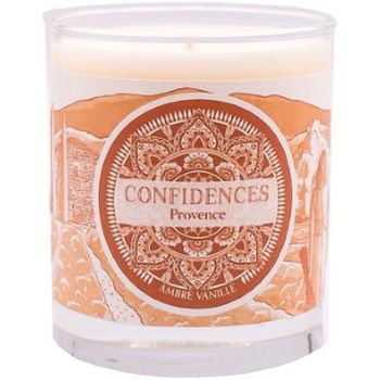 Maison & Déco Bougies / diffuseurs Confidences Provence Bougie parfumée ambre vanille fabriquée en provence 180 g Blanc