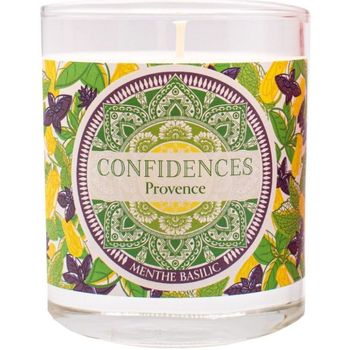 Confidences Provence Bougie parfumée menthe basilic fabriquée en provence 280 g Blanc