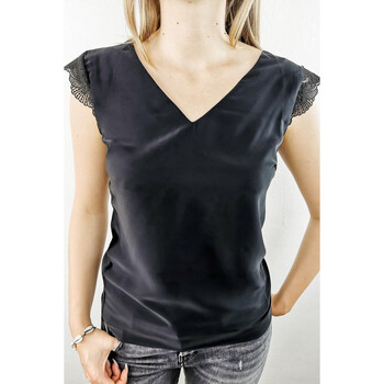 Vêtements Femme T-shirts manches courtes Jeunes Et Jolies Top noir Miami Noir