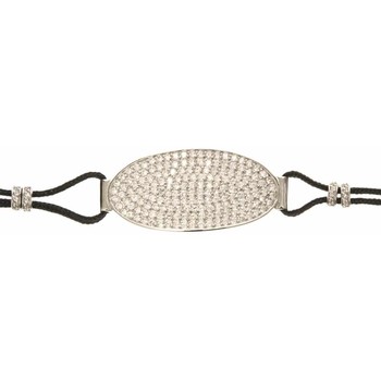 Montres & Bijoux Femme Bracelets Orusbijoux Bracelet argent cordon plaque ovale sertie rhodie Argenté