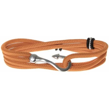 bracelets orusbijoux  bracelet cordon orange double tour hameçon en argent 