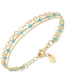 Montres & Bijoux Femme Bracelets Orusbijoux Bracelet Argent Doré Triple Chaine Petite Perles Turquoise Doré