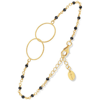 bracelets orusbijoux  bracelet argent doré double rond et pierre spinelle noire 