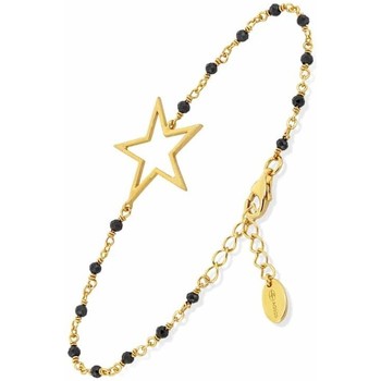 bracelets orusbijoux  bracelet argent doré étoile et pierre spinelle noire 