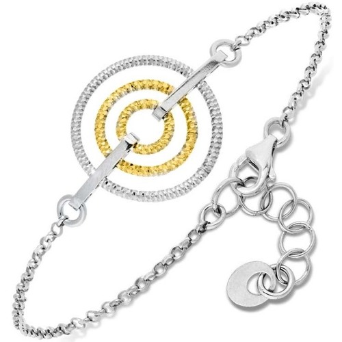 Montres & Bijoux Femme Bracelets Orusbijoux Bracelet En Argent Et Doré Forme Cercle Diamanté Giulia Argenté