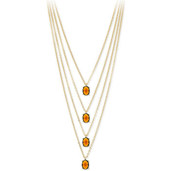 Montres & Bijoux Femme Colliers / Sautoirs Orusbijoux Collier argent dore  multi rangs pierres orange Doré