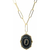 Montres & Bijoux Femme Colliers / Sautoirs Orusbijoux collier argent doré clothilde onyx noire Doré