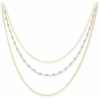 Montres & Bijoux Femme Colliers / Sautoirs Orusbijoux Elue par nous Triple Rang Petite Perles Turquoise Doré